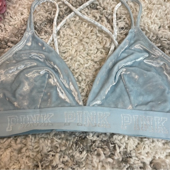 VS Pink Velvet Baby Blue Unlined Bralette - Picture 3 of 8